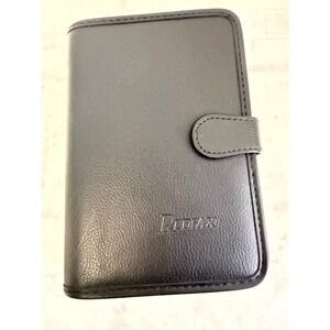 Redfax Time Organizer Planner Unisex Small Black Faux Leather 6-Ring Binder Snap